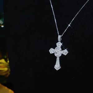 Pendentifs et breloques Xinfly en or véritable 18 carats avec diamant naturel 1,2 carat, style hip-hop pour homme et femme, lettre S avec croix Ice Out, style unique - Product Image 3