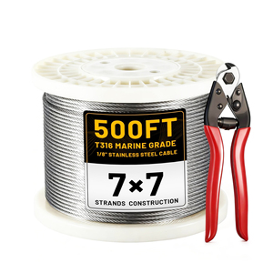 Cable de Acero Inoxidable 316 de Grado Marino, 500 Pies, 7x7, 1/8 Pulgadas, Resistencia a la Rotura de 1850 Libras, para Barandillas de Cubierta - Product Image 4
