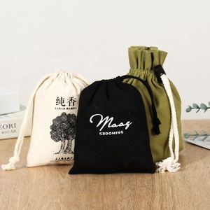 Sacs en coton personnalisés avec logo, sacs en toile écologiques, pochettes cadeaux réutilisables vides pour les fournitures de fête et de maison - Product Image 3