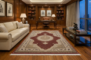 Alfombra de Lana Anudada a Mano de Lujo, Diseño de Medallón Persa con Patrón Geométrico, Alfombra Rectangular Hecha a Mano para Pasillo - Product Image 3