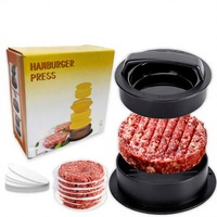 Presse à hamburgers multifonctionnelle 3-en-1 avec revêtement antiadhésif en plastique PP écologique pour grillades au barbecue