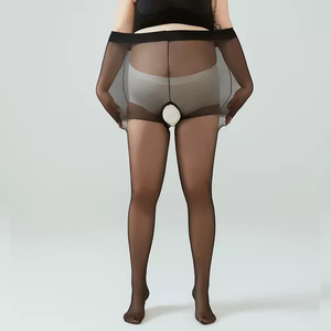 Medias de Rejilla Transparentes Eróticas y Sexys con Abertura en la Entrepierna para Mujeres de Talla Grande, Material de Nailon y Elastano, Estilo Autoadhesivo, para las 4 Estaciones - Product Image 6