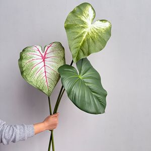 Grandes feuilles de Taro féeriques, feuilles de velours vertes, feuilles de Flamant Royal, matériau de tissage Pan, hauteur 30cm-100cm, style nordique - Product Image 1