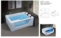 Baignoire rectangulaire transparente en acrylique de luxe HG noire ou blanche, baignoire à remous avec lumière LED, baignoire double