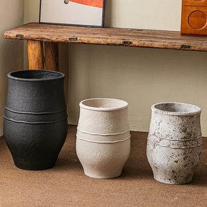 Nhà Máy Nóng Bán Kết Cấu Mộc Mạc Sợi Đất Sét Nhà Máy Nồi Trang Trí Ngoài Trời Chậu Hoa Trồng Cho Nhà Vườn - Product Image 2