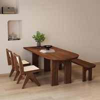 Table à manger ovale en bois massif de style minimaliste avec fonction de démontage, design compact et mural pour les petits salons
