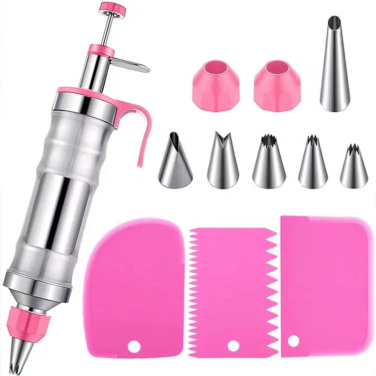 New Design Stainless Steel Cake Cookie Press Gun with Piping Nozzles for Biscuit Making Baking Tools