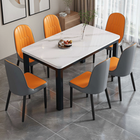 Ensemble de table à manger moderne sur mesure 4 places, table à manger en pierre frittée, chaises rembourrées, meubles pour la maison, pour usage hôtelier
