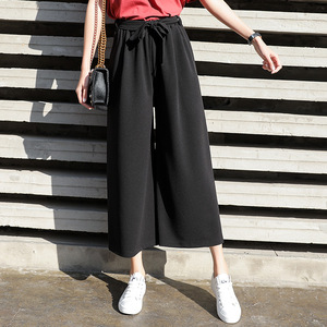 <span class=keywords><strong>Pantalones</strong></span> <span class=keywords><strong>de</strong></span> mujer <span class=keywords><strong>de</strong></span> seda <span class=keywords><strong>de</strong></span> <span class=keywords><strong>tiro</strong></span> <span class=keywords><strong>alto</strong></span>, <span class=keywords><strong>pantalones</strong></span> <span class=keywords><strong>de</strong></span> pierna ancha holgados, cintura elástica, tamaño informal, diseño <span class=keywords><strong>de</strong></span> retazos, decoraciones <span class=keywords><strong>de</strong></span> pintura <span class=keywords><strong>de</strong></span> logotipo - Product Image 2