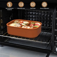 Boîte à lunch portable en silicone de qualité alimentaire, anti-fuite, avec couvercle, forme et couleur personnalisées, compatible micro-ondes, pour adultes et enfants
