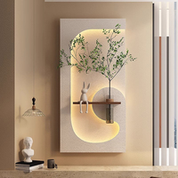 Peinture murale hydroponique de plantes vertes pour fond de couloir, en grès, avec LED, utilisable pour la culture de fleurs