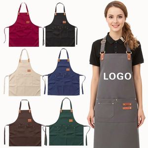 Delantal con Logotipo Personalizado para Chef, Delantal de Lona con Logotipo Impreso para Cocina, Restaurante, Cafetería, Delantal para Camarero - Product Image 1
