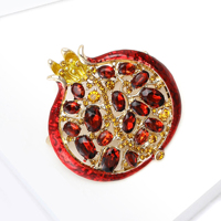 Broche Fleur de Poitrine Grenade en Alliage et Strass, Émail Goutte d'Huile, Meilleure Vente, Décoration de Vêtements pour Femme