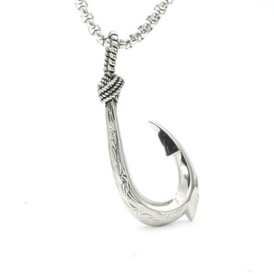 yunnique Fishhook Pendant Necklace Stainless Steel Unisex Gift Jewelry U Shape <b>Hook</b> Design - Product Image 1