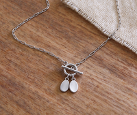 Collier en acier inoxydable 316L avec chaîne trombone, fermoir PVD plaqué or, pendentif double ovale vierge, bijoux personnalisés gravés, vente en gros
