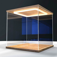 Vitrine d'exposition LED moderne DAYU en acrylique transparent multi-tailles avec base en bois