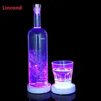 Coaster LED untuk Minuman, Coaster Isi Ulang USB untuk Bar Minuman Bir Minuman, Alas Botol Anggur Bercahaya