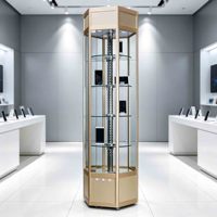 Vitrine rotative moderne de luxe en verre avec éclairage LED et design étanche pour présentation de bijoux