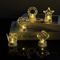 Bougie LED sans flamme, forme cœur, étoile, couronne, résistante au vent, fonctionnant sur piles, multi-formes, vente en gros, décoration pour anniversaire, mariage, bar, fête