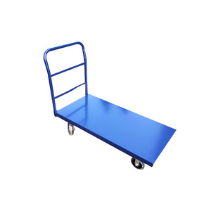 Chariot à main à plateau plat 1257x608x890mm à quatre roues, capacité de charge de 300 kg, en acier durable, pour la logistique d'entrepôt et le transport - Product Image 4