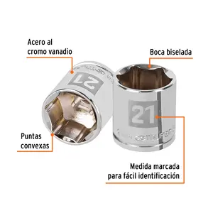 BOX 6 <b>21mm</b> <b>Socket</b>, 6 Points, 3/8" Drive, TRUPER - Product Image 2