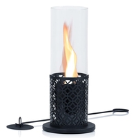 Colonne de feu autoportante moderne en acier noir à flamme tourbillonnante au bioéthanol pour foyer intérieur/extérieur