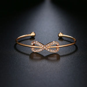 Benutzer definierte Frauen Kristall Pfirsich Herz Open Charm Armreif Mädchen Armband Set Multilayer Infinity Full Diamond Herz Armband - Product Image 5