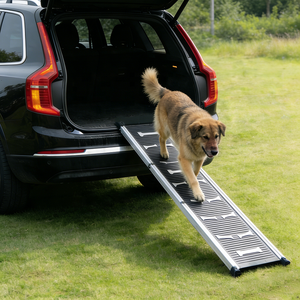 250lbs क्षमता के साथ कार टेलीस्कोपिंग कुत्ते रैंप के लिए एल्यूमीनियम टेलीस्कोप पालतू रैंप - Product Image 1