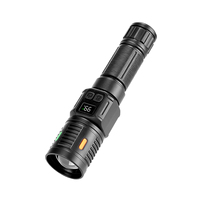 Linterna Táctica de Largo Alcance, Recargable por USB C, 200m, Enfoque Ajustable, Luz Lateral, Luz de Advertencia Roja y Azul, Luz de Inspección Nocturna