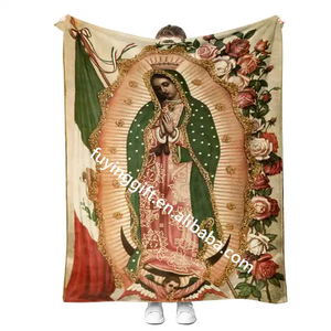 Manta de Franela Estampada Personalizada con Diseño Nuevo al por Mayor, Regalo para Entusiastas de la Virgen María de Guadalupe - Product Image 2