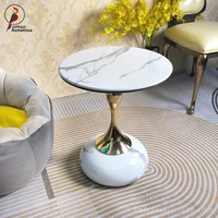 Table basse moderne minimaliste de luxe léger, plateau en pierre artificielle ultra-cristalline, structure métallique, mobilier de maison, petite table mobile
