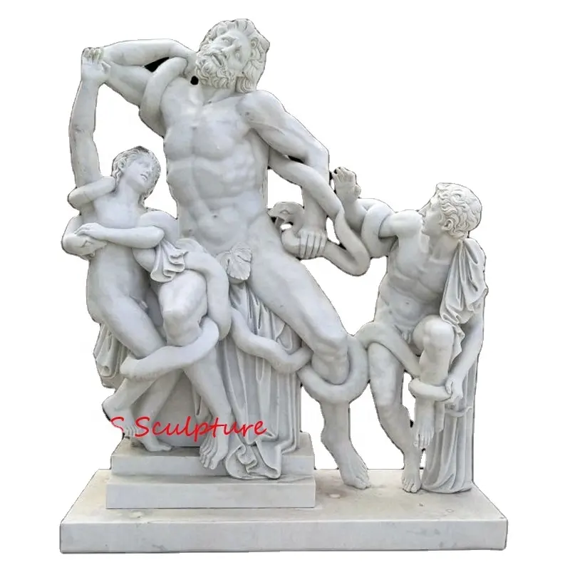 Scultura in marmo a grandezza naturale famosa scultura in marmo a mano con uomini cediti