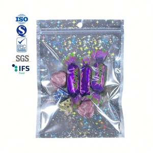 Sachets en mylar à motif d'étoile holographique en stock emballage de sachets en aluminium à fermeture éclair pour bonbons bijoux cils brillant à lèvres aliments pour animaux de compagnie - Product Image 5