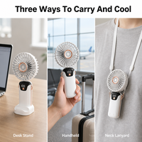 Ventilateur de table OEM en gros, 5 vitesses, faible bruit, USB-C, 1200 mAh, rechargeable, affichage numérique, pour maison et salle de sport, CE FCC RoHS