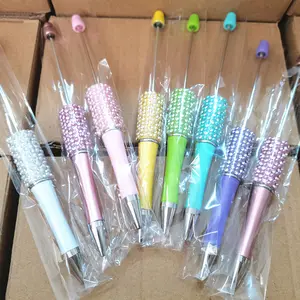 High Quality DIY Colorful Rhinestone Crystal Diamond Beadable Pen Customized Logo School Business Supplies