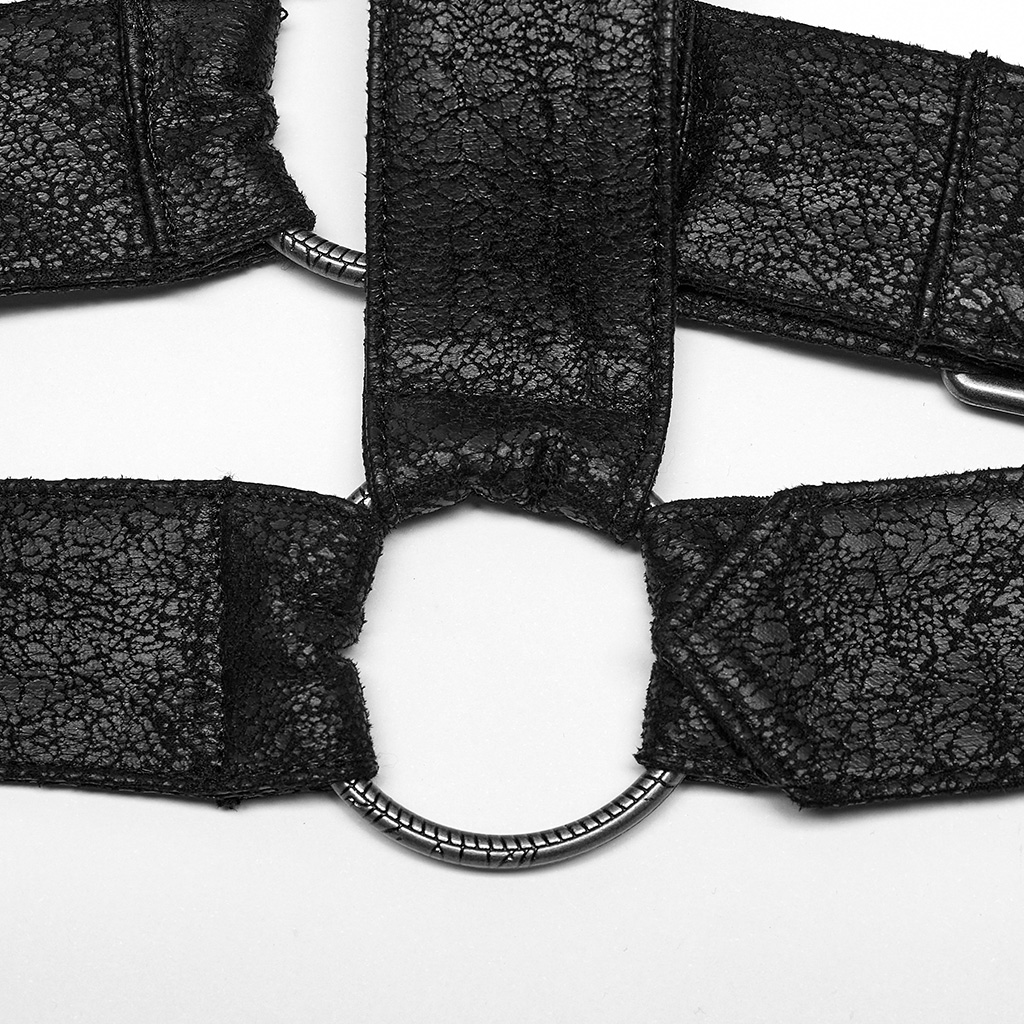 Punk Rave WS-553BDM Man Fashion Accessory Faux Leather Goth man shoulder armor black harness
