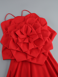 Abito lungo da donna con cinturino Sexy rosso senza maniche stampa floreale elegante <span class=keywords><strong>per</strong></span> feste di compleanno alla moda abbigliamento da sera - Product Image 3