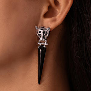 Klasik ve şık leopar kafa küpe zirkon küpe ile altın kaplama gümüş kaplama top küpe - Product Image 2