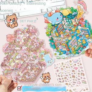 Dessin animé coréen 3D cabane tridimensionnelle petit livre rouge <span class=keywords><strong>compte</strong></span> à main créatif autocollants d'aménagement paysager décoratifs pour la décompression - Product Image 3