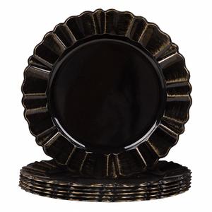 Assiettes de présentation jetables personnalisées en acrylique transparent de 13 pouces, motifs floraux or, noir et argent, 50 pièces, vente en gros, pour mariage - Product Image 6