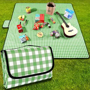 Tapis de pique-nique d'extérieur imperméable, Extra Large, vert, pliable, Portable, couverture Oxford, adapté pour le Camping