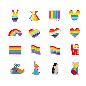 Pins de Esmalte Metálico Personalizados con el Arcoíris del Orgullo LGBTQ, Joyería Unisex Creativa con Forma de Corazón para Ropa, Bolsos y Solapas - Product Image 1