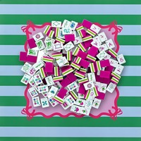 Jeu de Mahjong Américain avec Tapis, 160 Tuiles de Luxe en Acrylique Vert Gravées à 4 Couches de 32 mm, pour le Jardin et les Événements Sociaux