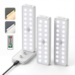 Luz para Armario con Base de Carga, Lámpara Bajo Gabinete con Sensor de Movimiento Recargable por USB, Luz Nocturna Inalámbrica Regulable con Control Remoto - Product Image 1