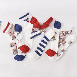 Chaussettes courtes respirantes en maille pour femmes avec motif chat, coupe basse, décontractées pour le printemps et l'été - Product Image 5