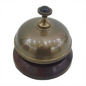 Antique Brass Bell <b>Decorative</b> Luxury Table Bells With Wood Base Tabletop Desk <b>Decorated</b> Calling Bell Wholesale Prices - Product Image 1