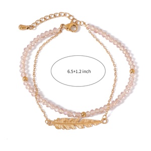 <b>Western</b> <b>Jewelry</b> Unisex Double Layer Eco-Friendly Dainty Crystal Beads Trendy Ball Shape Stainless Steel Gold Beaded Bracelet - Product Image 2