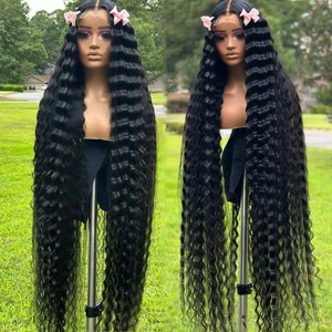 Cabello virgen vietnamita de 40 pulgadas, sin pegamento, frente de encaje completo, cabello humano Natural prearrancado 13x4, Remy HD para peluca, cabello Doble - Product Image 1