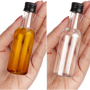 Botellas de chupito de plástico transparente de 50ml al mejor <span class=keywords><strong>precio</strong></span>, tapas doradas cuadradas sin fugas, serigrafía, Perfume, whisky, <span class=keywords><strong>ron</strong></span>, whisky, 200ml - Product Image 2