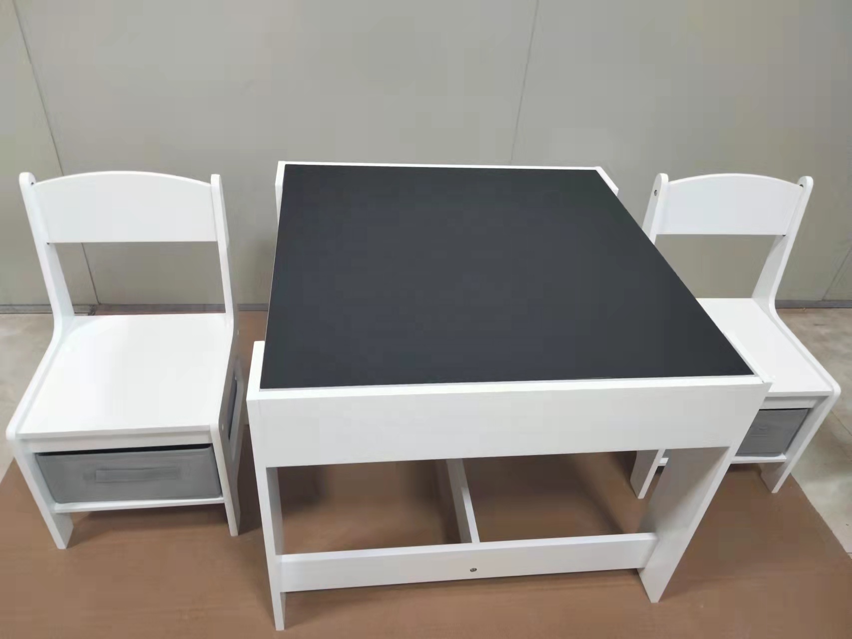 子供用テーブルと椅子セット、ホワイトボードと黒板付き、3 in 1木製 